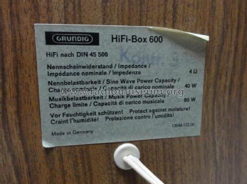 HiFi-Box 600 ; Grundig Radio- (ID = 2117109) Speaker-P