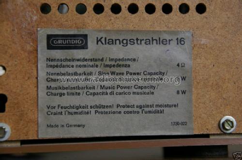 Klangstrahler 16; Grundig Radio- (ID = 448828) Speaker-P