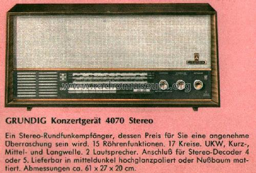 Konzertgerät 4070 Stereo; Grundig Radio- (ID = 2081839) Radio