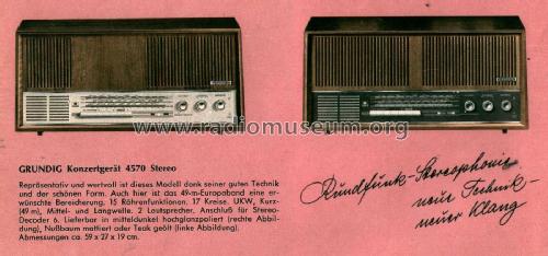 Konzertgerät 4570 Stereo; Grundig Radio- (ID = 2139203) Radio