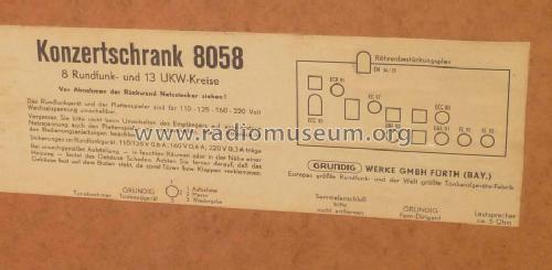 Konzertschrank 8058; Grundig Radio- (ID = 927080) Radio