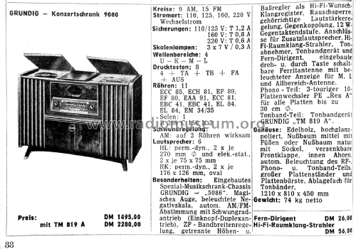 Konzertschrank 9080; Grundig Radio- (ID = 3071167) Radio