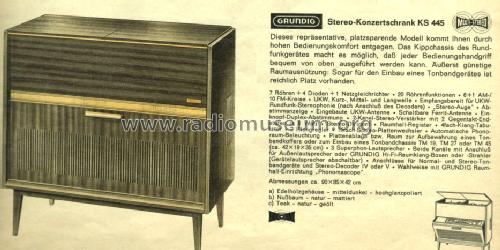 Stereo Konzertschrank KS445 Ch=HF30; Grundig Radio- (ID = 1100728) Radio