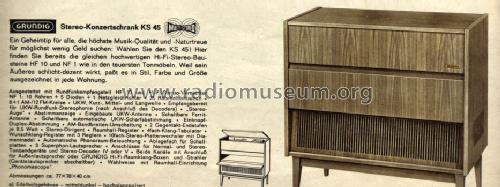 Stereo-Konzertschrank KS45 Ch= HF10/NF1; Grundig Radio- (ID = 1100809) Radio