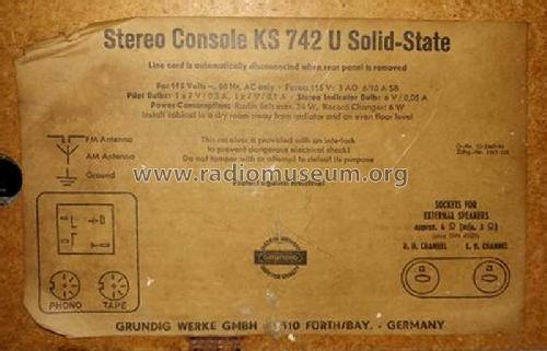 Stereo Console KS742U Solid State Ch=CS250U+NF200U; Grundig Radio- (ID = 2246358) Radio