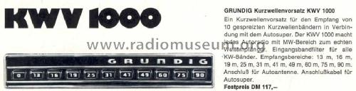 Kurzwellenvorsatz KWV1000; Grundig Radio- (ID = 36932) Converter