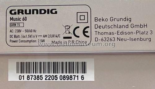 Music 60 GRN15; Grundig Radio- (ID = 3040407) Radio