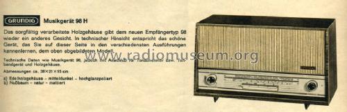 Musikgerät 98H; Grundig Radio- (ID = 1097761) Radio