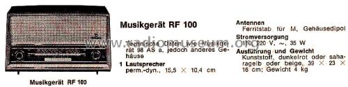 Musikgerät RF100; Grundig Radio- (ID = 2616122) Radio