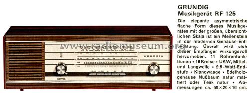 Musikgerät RF125; Grundig Radio- (ID = 2616218) Radio