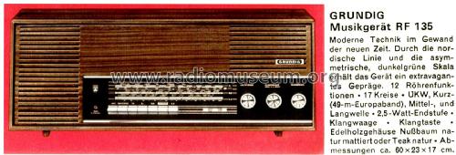 Musikgerät RF135; Grundig Radio- (ID = 2614864) Radio