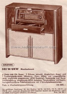 Musikschrank 585W/UKW; Grundig Radio- (ID = 627853) Radio