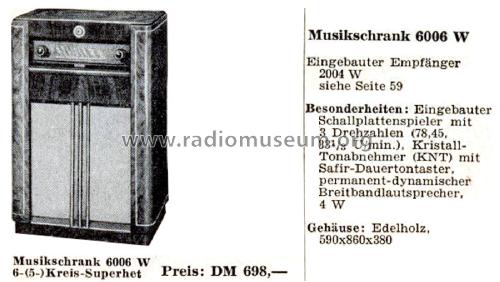 Musikschrank 6006W; Grundig Radio- (ID = 2736421) Radio
