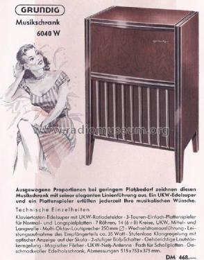 Musikschrank 6040W; Grundig Radio- (ID = 1444145) Radio