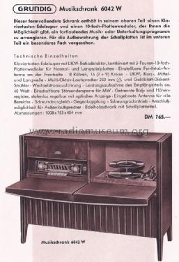 Musikschrank 6042W; Grundig Radio- (ID = 1444151) Radio