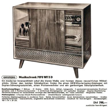 Musikschrank 7070WF/3D; Grundig Radio- (ID = 2164809) Radio