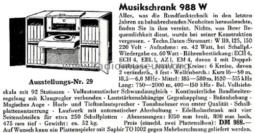 Musikschrank I 988W; Grundig Radio- (ID = 2490620) Radio