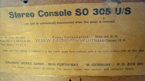 Stereo Console - Musikschrank SO305U/S; Grundig Radio- (ID = 2237432) Radio