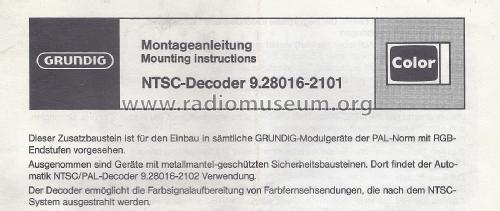 NTSC/PAL-Decoder 9.28016-2102; Grundig Radio- (ID = 2807986) mod-past25