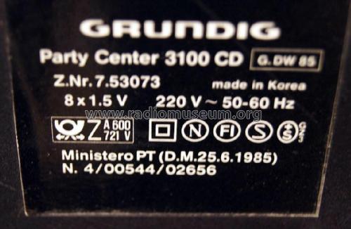 Party Center 3100 CD; Grundig Radio- (ID = 1823478) Radio