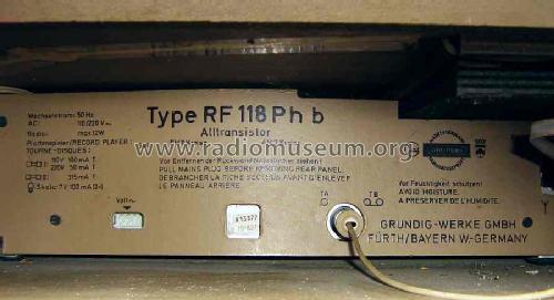 Phono-Kombination RF118Ph b Ch= CS61; Grundig Radio- (ID = 794926) Radio