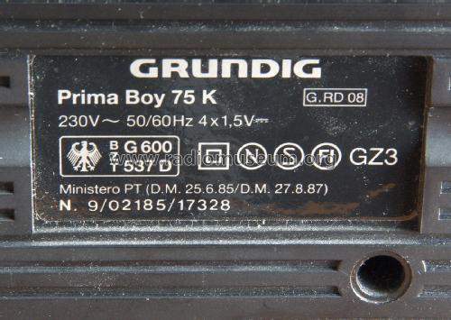 Prima Boy 75K; Grundig Radio- (ID = 2019409) Radio