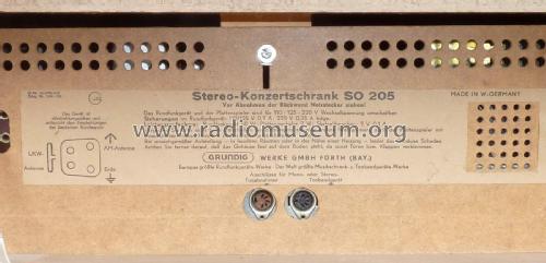 Stereo-Konzertschrank SO205; Grundig Radio- (ID = 2001155) Radio