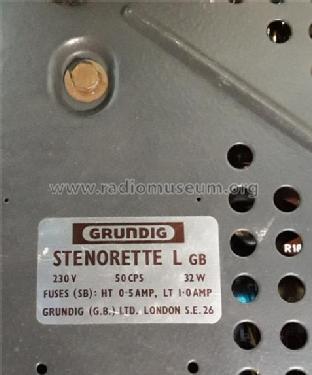 Stenorette L ; Grundig Radio- (ID = 2359973) Reg-Riprod