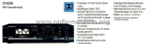 Stereo Cassette Deck CF8200; Grundig Radio- (ID = 2612645) R-Player