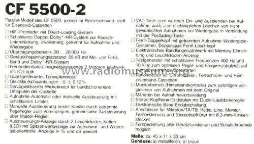 Stereo Cassette Deck CF 5500-2; Grundig Radio- (ID = 2362249) Ton-Bild