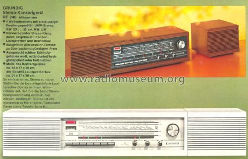 Stereo-Konzertgerät RF240; Grundig Radio- (ID = 39258) Radio