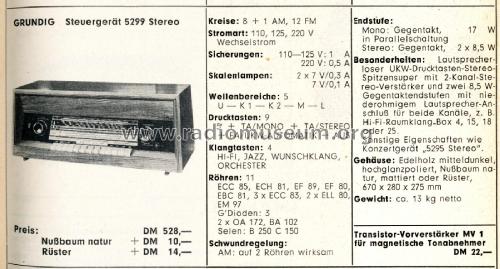 Steuergerät 5299 Stereo; Grundig Radio- (ID = 2216354) Radio