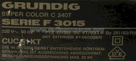 Super Color C2407 Serie F3015 Ch= CUC51KT; Grundig Radio- (ID = 680735) Television