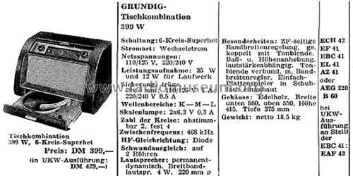 Tischkombination 399W; Grundig Radio- (ID = 2492430) Radio