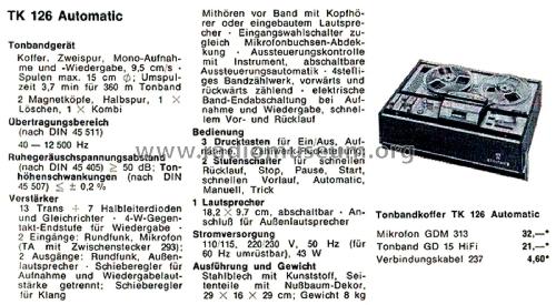 TK126 Automatic; Grundig Radio- (ID = 2863945) Reg-Riprod