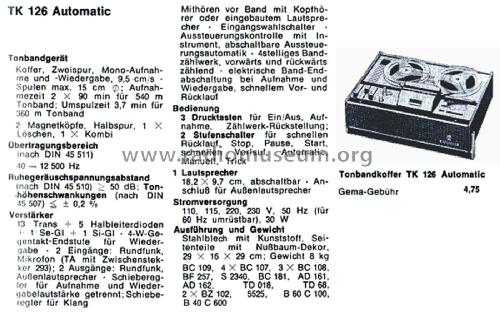 TK126 Automatic; Grundig Radio- (ID = 2864021) R-Player