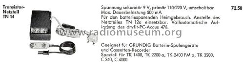 Transistor-Netzteil TN14; Grundig Radio- (ID = 2175156) A-courant