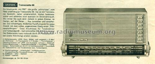 Transonette 99 ; Grundig Radio- (ID = 1096984) Radio