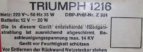 Triumph 1216; Grundig Radio- (ID = 385828) Television