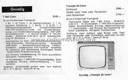 Triumph 22 Color electronic; Grundig Radio- (ID = 2806130) Television