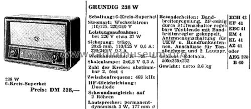 Type 238W / Super 238W; Grundig Radio- (ID = 2491993) Radio