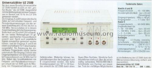 Universalzähler UZ2500; Grundig Radio- (ID = 1721094) Equipment