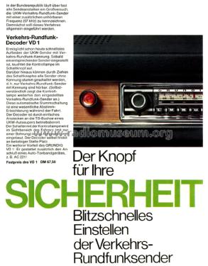 Verkehrs-Rundfunk-Decoder VD1; Grundig Radio- (ID = 2483056) Misc