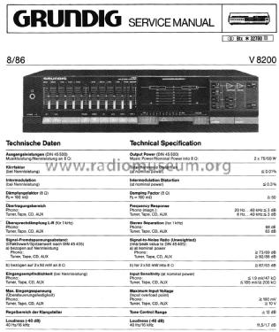 Verstärker V-8200; Grundig Radio- (ID = 2612366) Ampl/Mixer