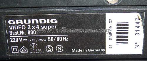 Video 2 x 4 super Bestell Nr. 800; Grundig Radio- (ID = 1385651) Reg-Riprod