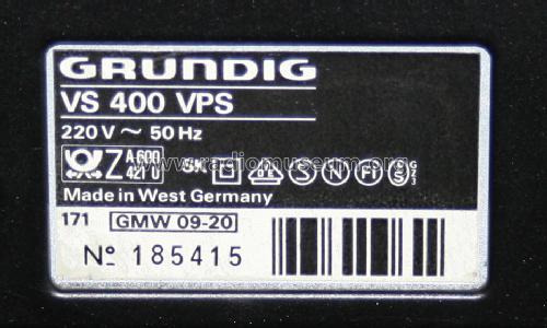 Video Cassette Recorder VS-400 VPS; Grundig Radio- (ID = 1394681) R-Player