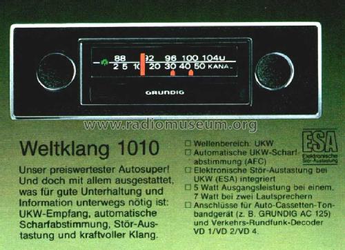 Weltklang WK1010; Grundig Radio- (ID = 2125749) Car Radio