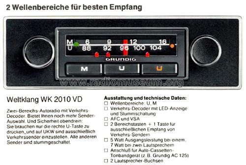 Weltklang 2010VD; Grundig Radio- (ID = 2475835) Car Radio