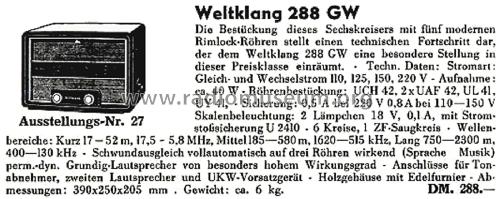 Weltklang 288GW; Grundig Radio- (ID = 2490592) Radio