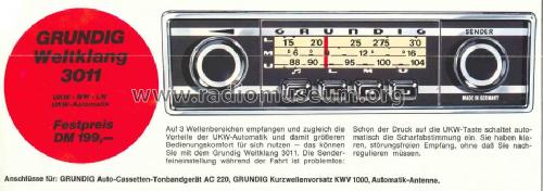 Weltklang 3011; Grundig Radio- (ID = 36956) Car Radio